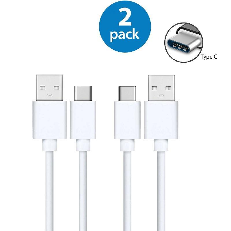 2-PACK USB-C Snabbladdning 2.4A kabel för Samsung, Android -1m