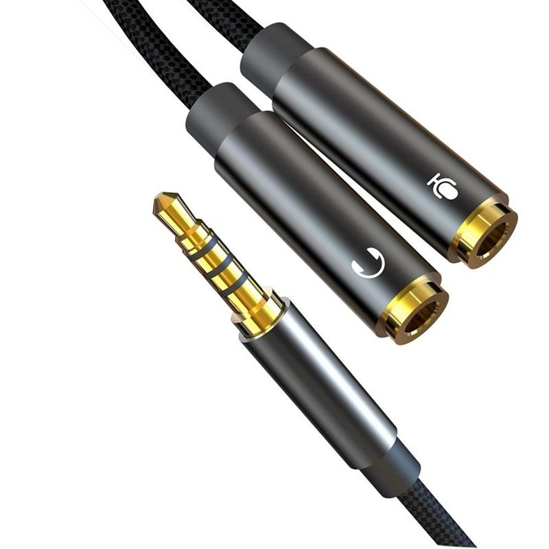 2-i-1 ljudomvandlare, 3,5 mm till ljud + mikrofon, Audio Convertor