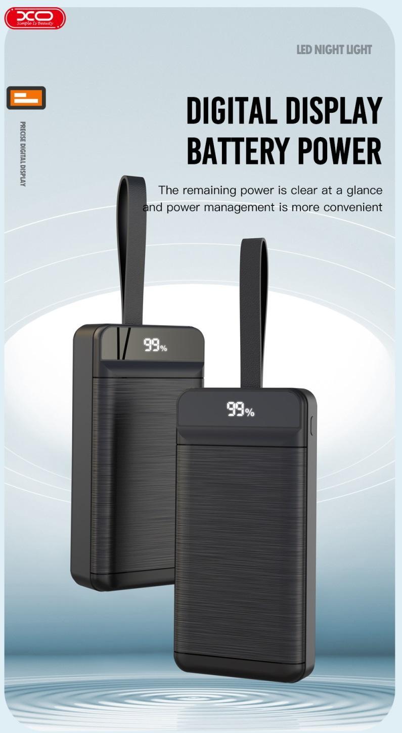50000mAh QC22,5W - PD 20W Snabbladdning Powerbank - Svart