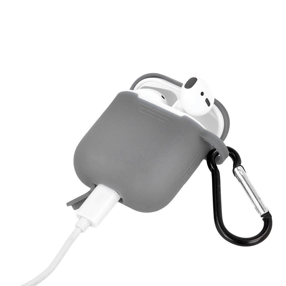 AirPod Silikon laddningsfodral Med Krok - Grå