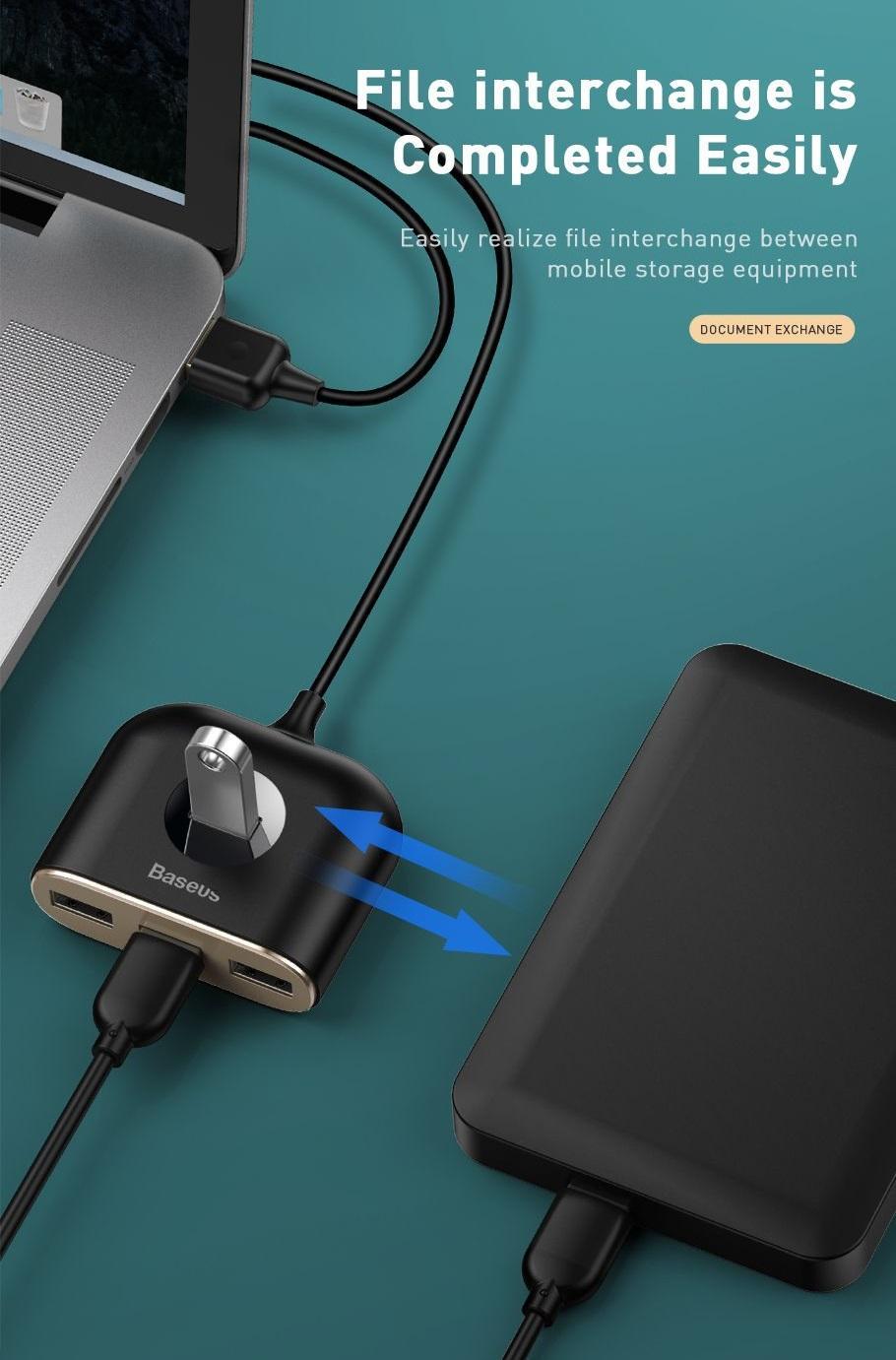 BASEUS Square Round USB Hub with Power Supply Interface