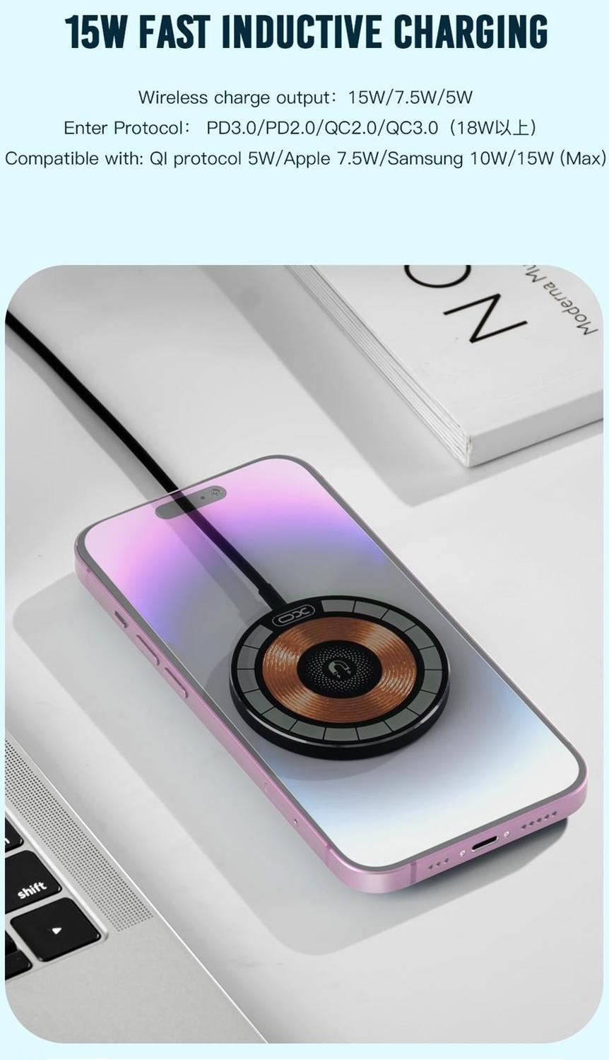 Magnetic 15W MagSafe-kompatibel Trådlös laddare Snabbladdning