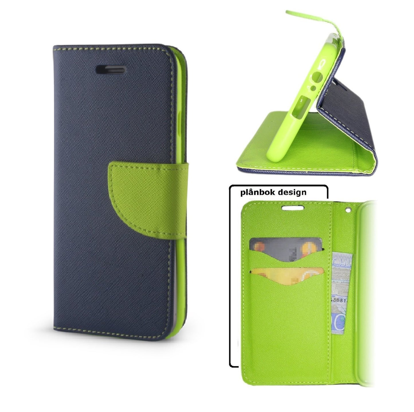 Nokia 2.2 - Smart Fancy Fodral Mobilplånbok - Marinblå/grön