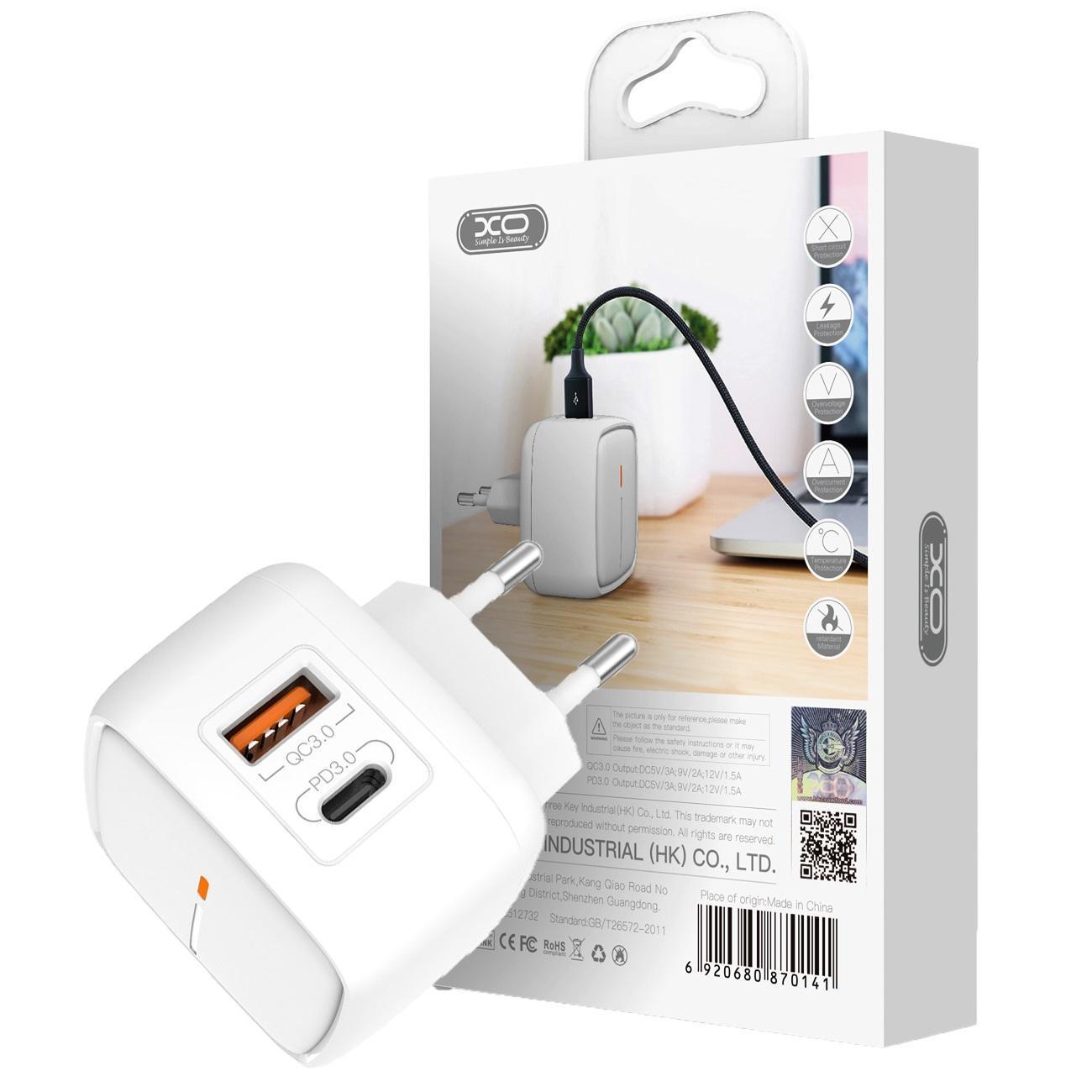Snabbladdare för iPhone / Samsung 18W PD USB-C Väggladdare