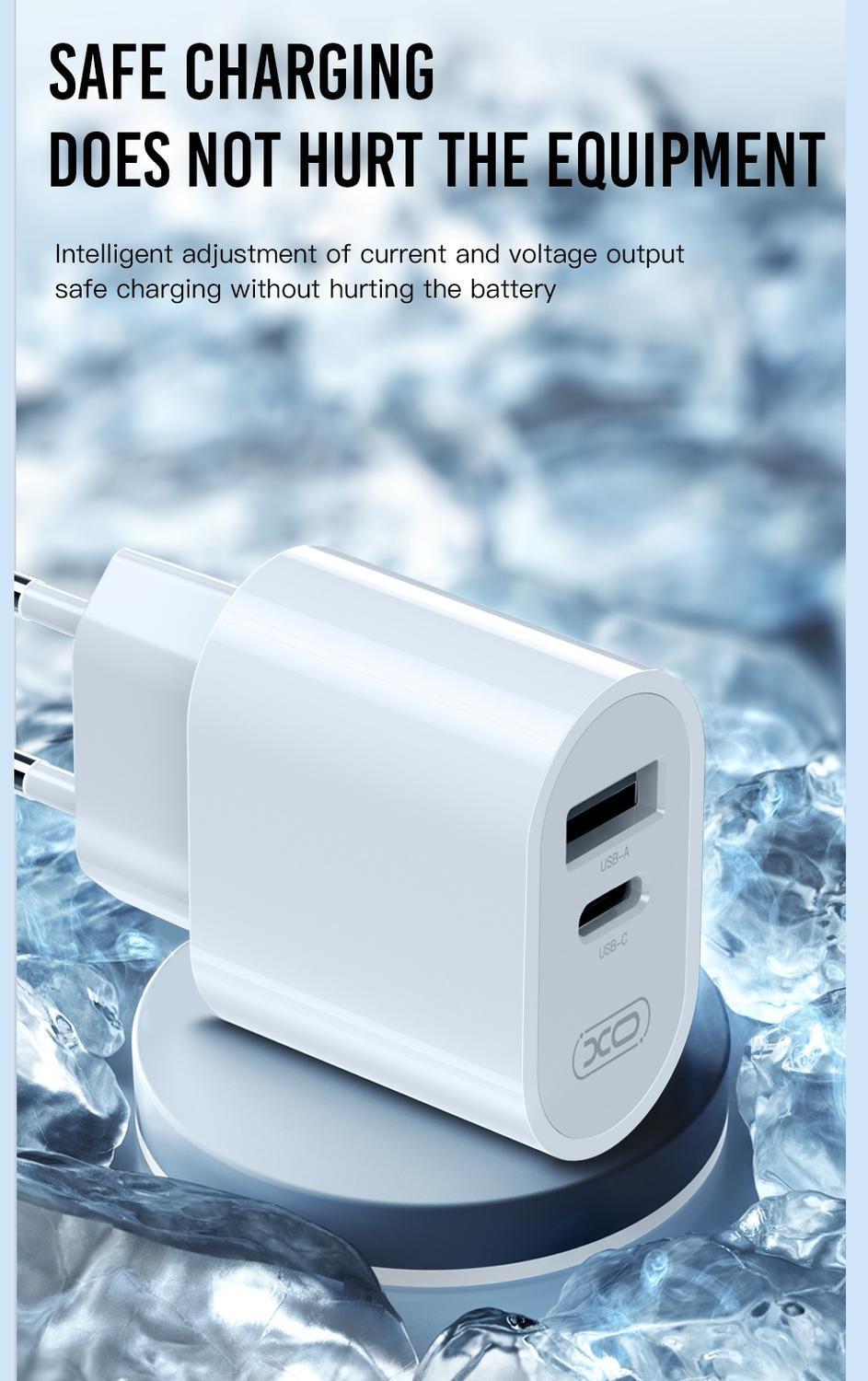 Apple iPhone kompatibla USB, USB-C Snabbladdare med Lightning Kabel