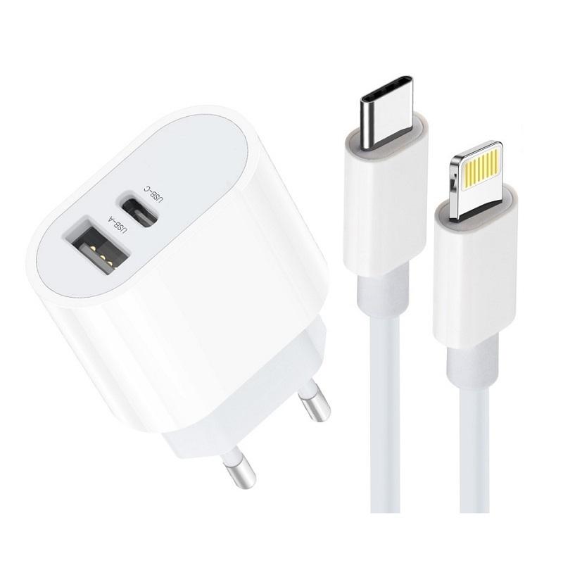 Apple iPhone kompatibla USB, USB-C Snabbladdare med Lightning Kabel