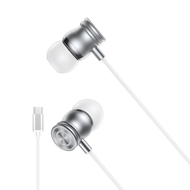 Apple iPhone 15/16 kompatibla USB-C In-Ear Hörlurar med Mikrofon -Silver