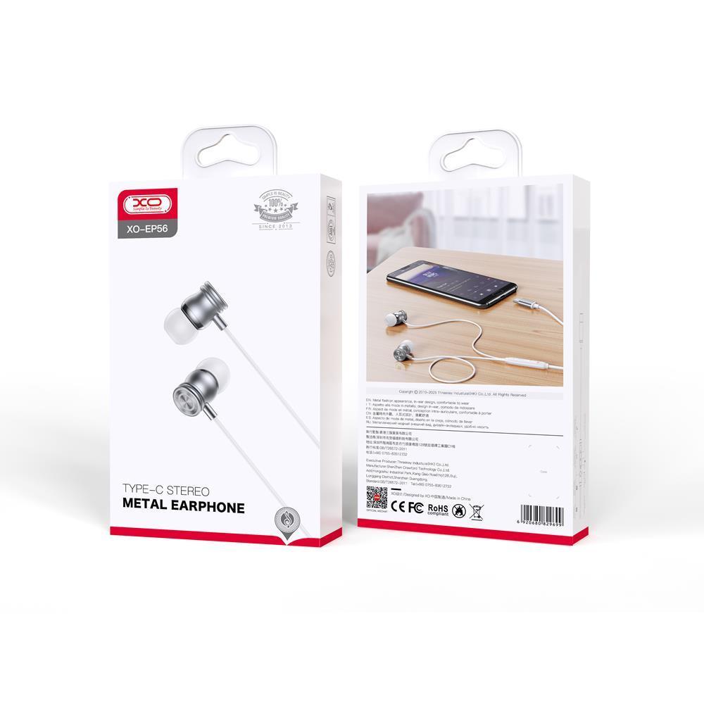 Apple iPhone 15/16 kompatibla USB-C In-Ear Hörlurar med Mikrofon -Silver