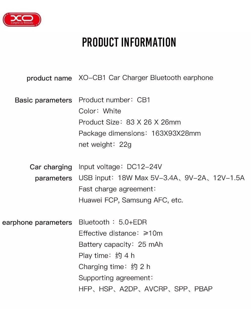 18W Snabb Billaddare med TWS Bluetooth 5.0 Hörlurar - Vit