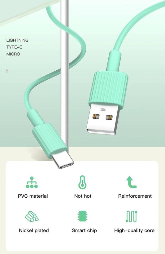 2-PACK USB-C Snabbladdning 2.4A kabel för Samsung, Android -1m