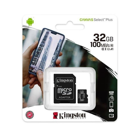 32GB Kingston microSDHC Klass-10 UHS-1 Minneskort  + Adapter