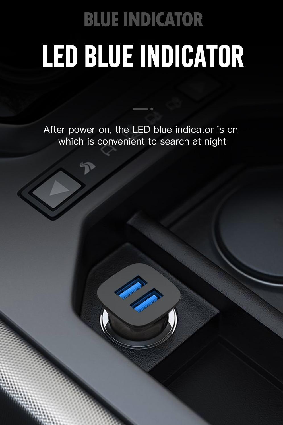 Billaddare Universal 12W  Snabbladdning Dual USB 2,4Amp