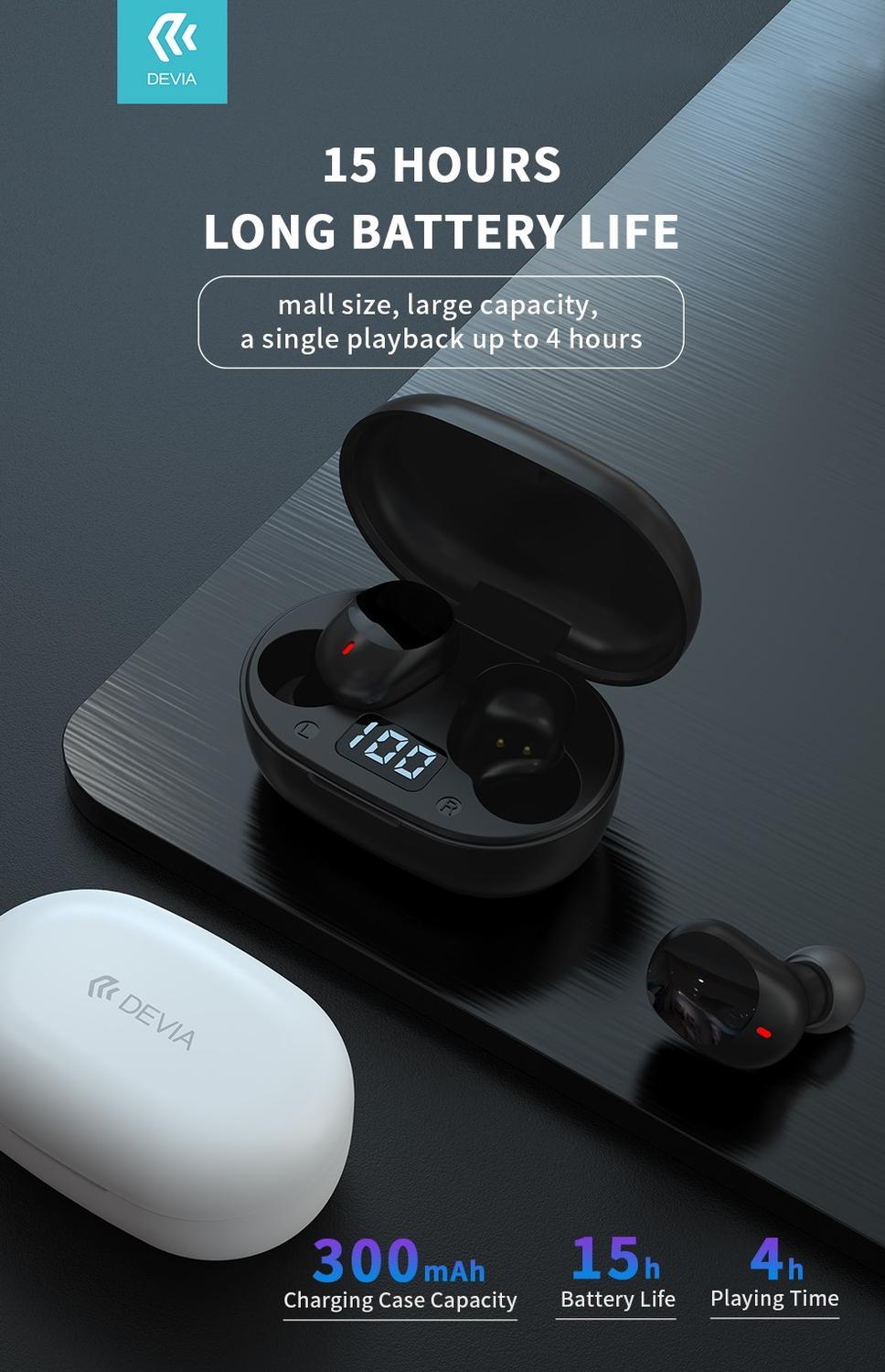 DEVIA JOY TWS Bluetooth V5.0 Trådlös Hörlurar med Laddbox