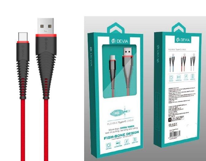 DEVIA USB-C 2.4Amp Snabbladdning kabel för Smartphones - 1.5m