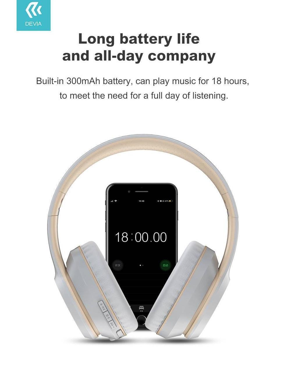 Devia Kintone Vikbara On-Ear 40mm rådlösa Bluetooth HD-hörlurar