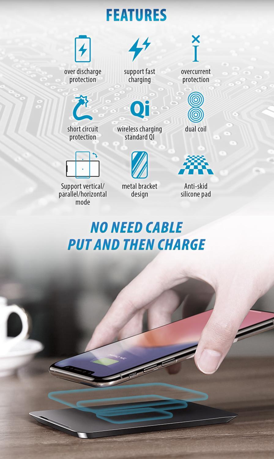 FOREVER 10W Snabb QI Trådlös laddare -  För iPhone / Android