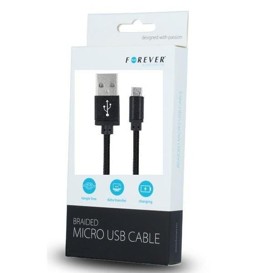 Forever Braided MicroUSB Data SYNC Kabel - 100cm