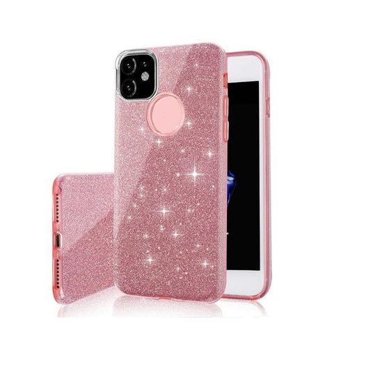 Motorola Moto E20 / E30 / E40 - 3in1 Glitter Elegant Mjuk Skal Rosa