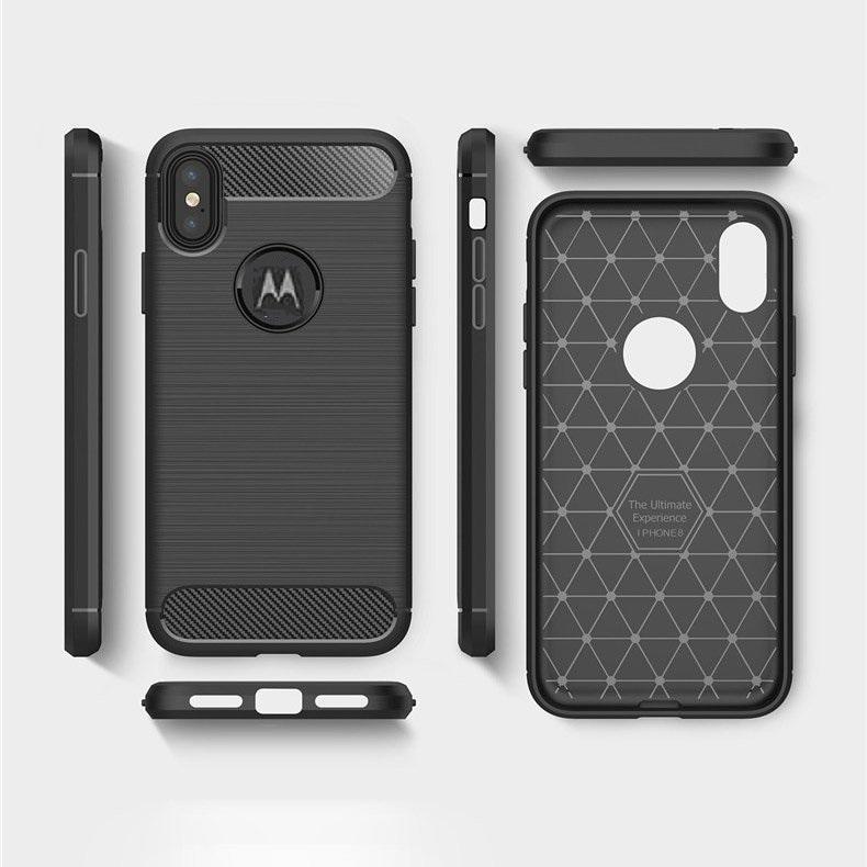 Motorola Moto G8 Power - Flexibel Carbon Mjuk TPU Skal - Svart