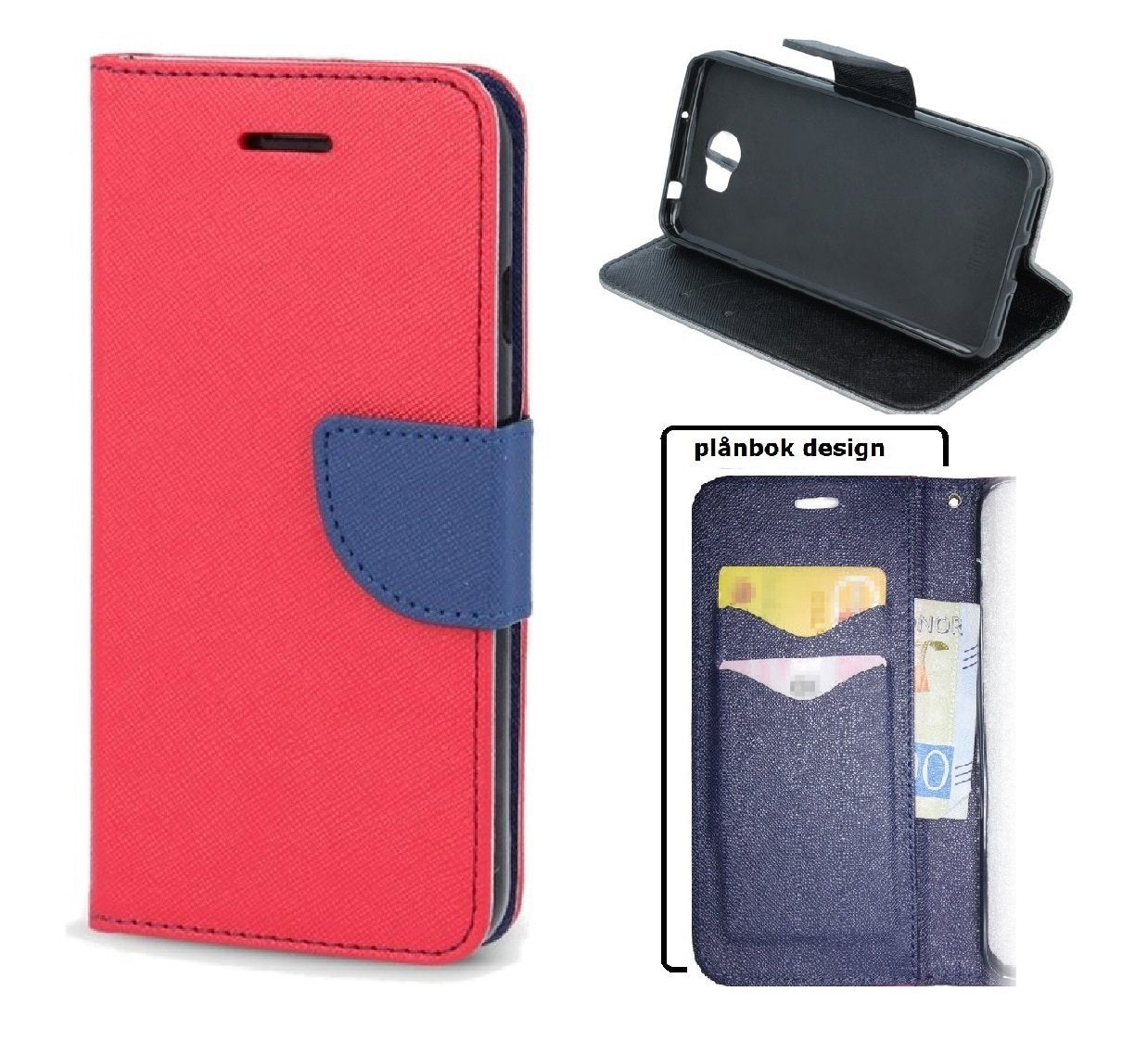 Samsung Galaxy A10 - Smart Fancy Mobilplånbok - Röd/Marinblå