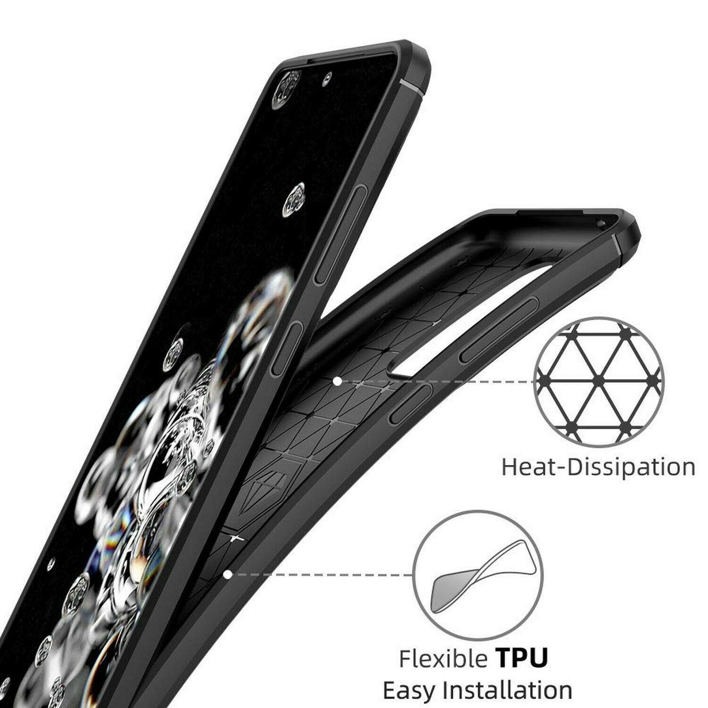 Samsung Galaxy S20 Ultra - Flexibel Carbon Mjuk TPU Skal - Svart