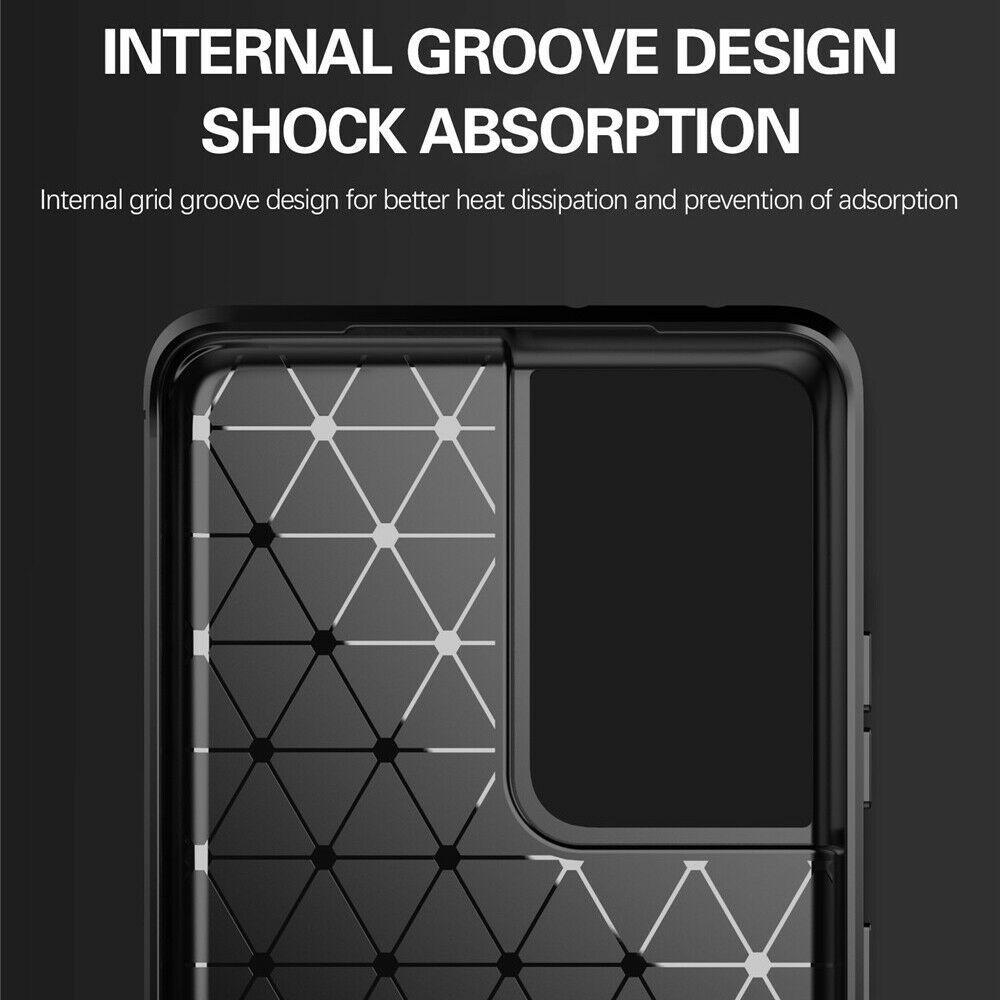 Samsung Galaxy S21 Ultra 5G - Flexibel Carbon Mjuk TPU Skal - Svart