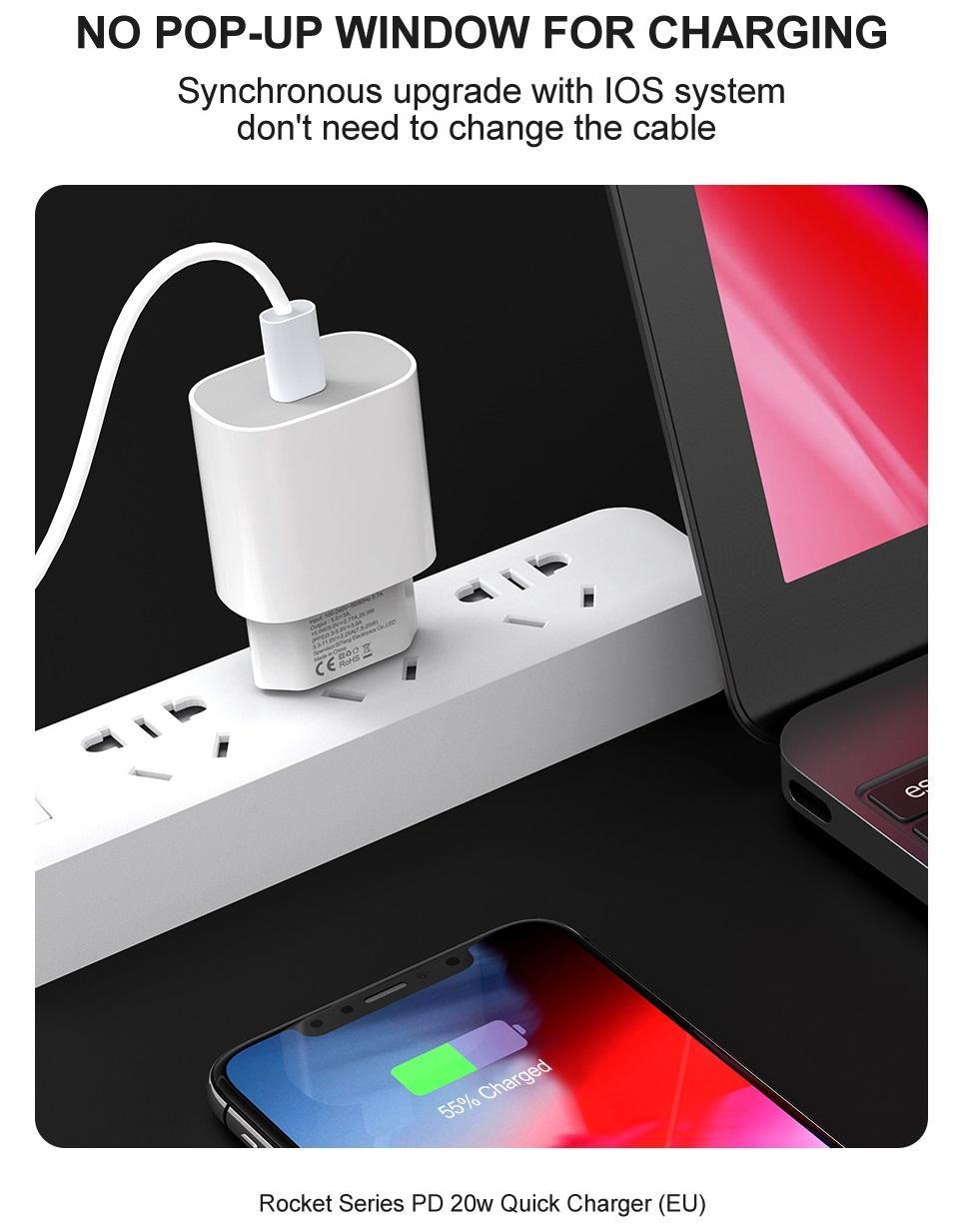 Snabbladdare för iPhone / Samsung 20W PD USB-C Väggladdare