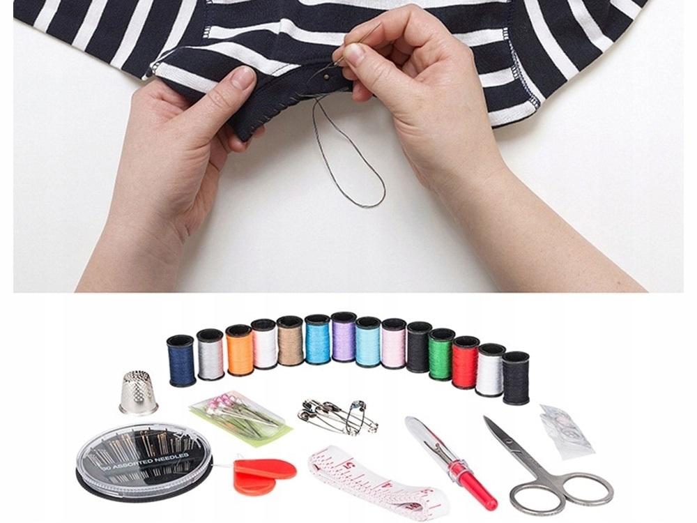 Sykit med Tråd, nålar, sax, måttband, sprättare