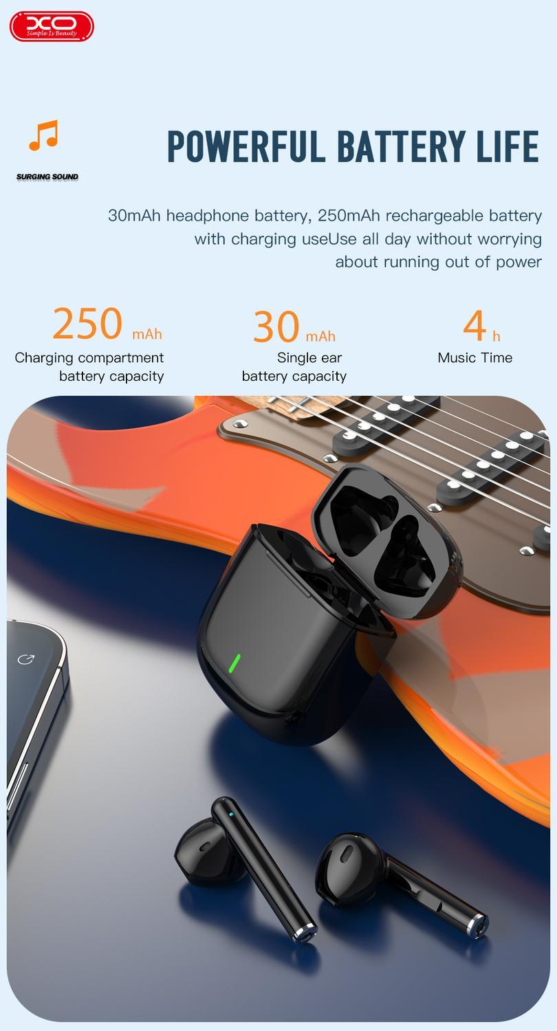 TWS Airpods BT 5.1 Stereo Hörlurar med laddbox XO - Svart