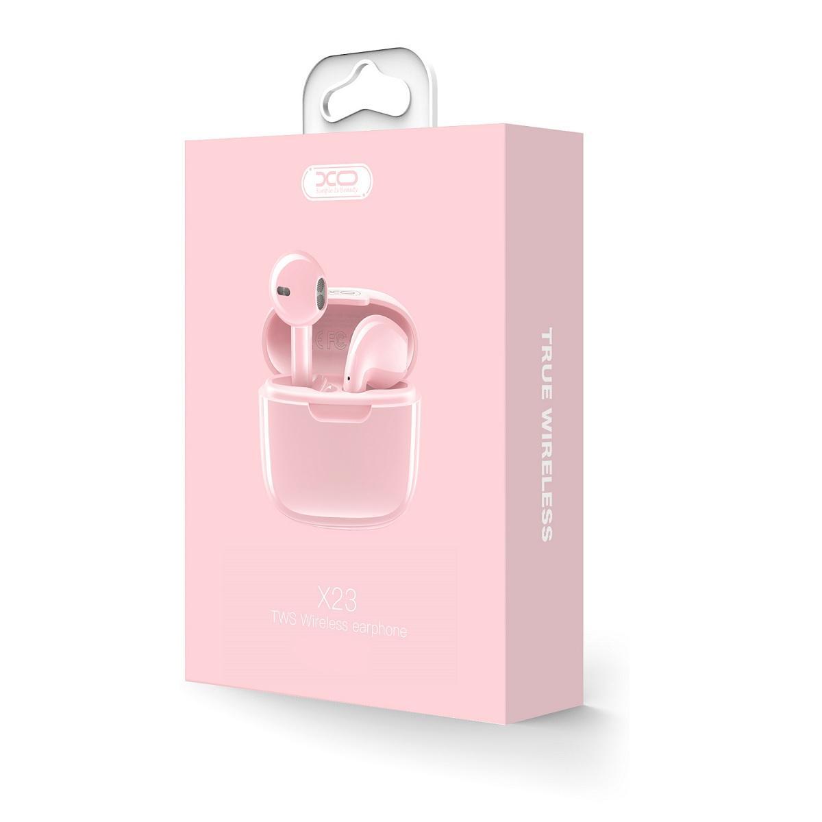 TWS Airpods BT 5.3 Stereo Hörlurar med laddbox XO - Rosa