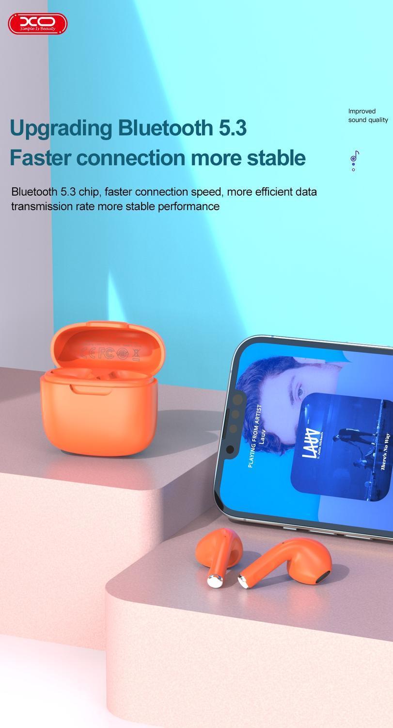 TWS Airpods BT 5.3 Stereo Hörlurar med laddbox XO - Rosa