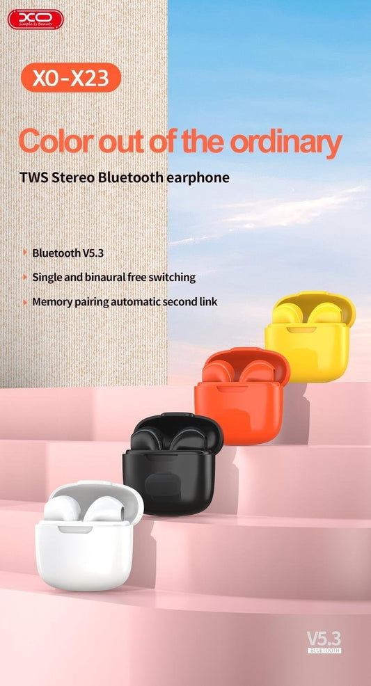 XO X23 TWS Trådlösa Bluetooth 5.3 Hörlurar med Mikrofon & Laddbox Rosa
