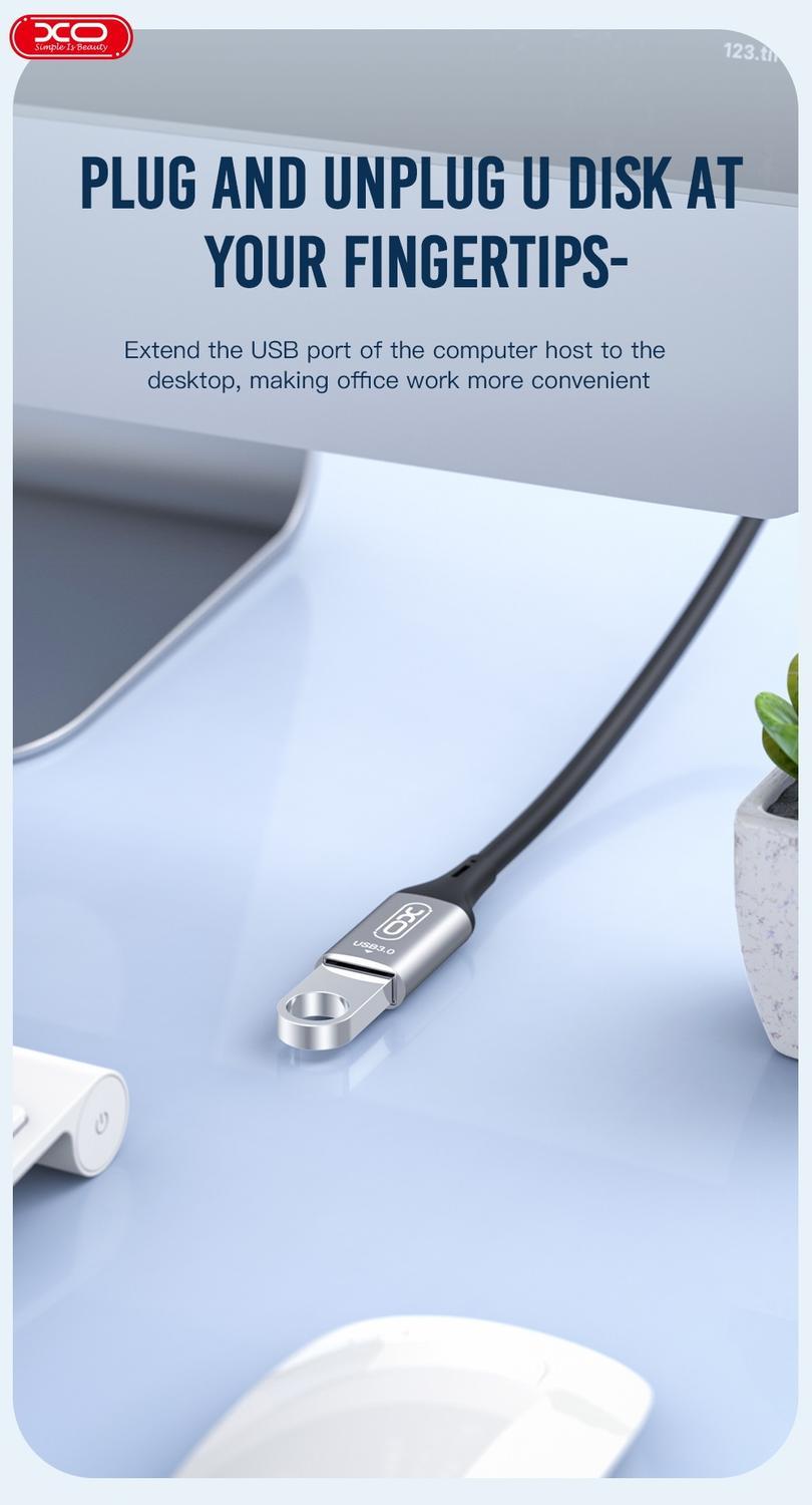 USB-A Hona till USB-A Hane Förlängningskabel XO NB219 USB2.0 3m