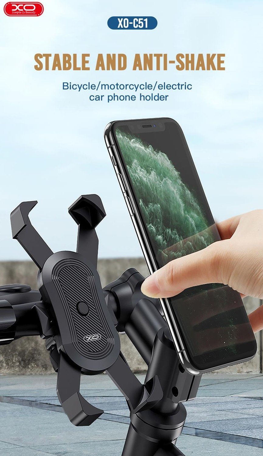 Universal 360-Rotera Cykel/motorcykel C51 Mobilhållare 5"-6.5"