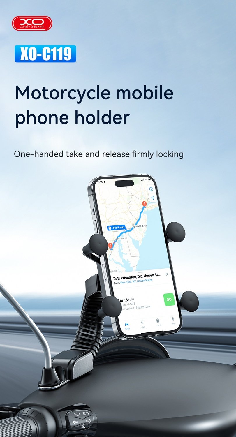 Universal 360-Rotera Cykel/motorcykel Mobilhållare 4.0" - 7.0"