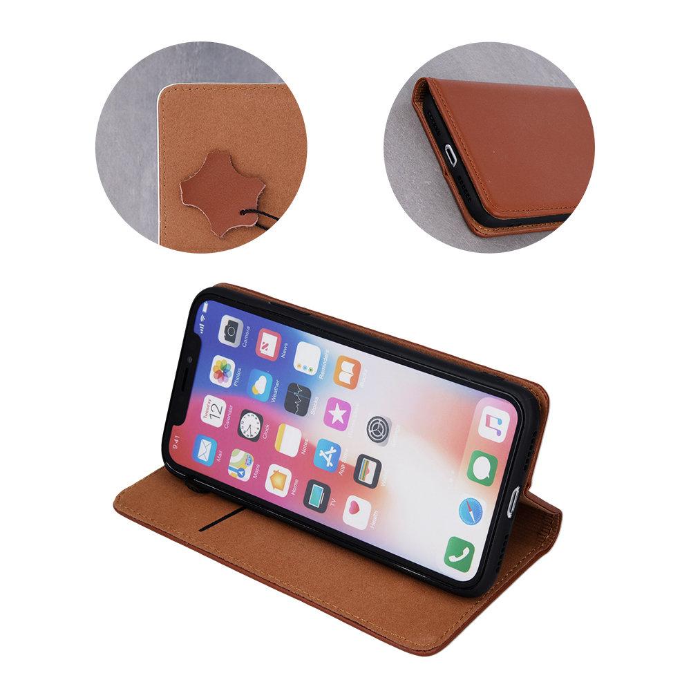 iPhone XR - Äkta Läder Flip Case Mobilplånbok - Brun